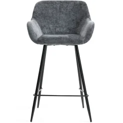 Set di 2 sedie per isola centrale con schienale in tessuto chenille (seduta 65cm) Zola Grigio