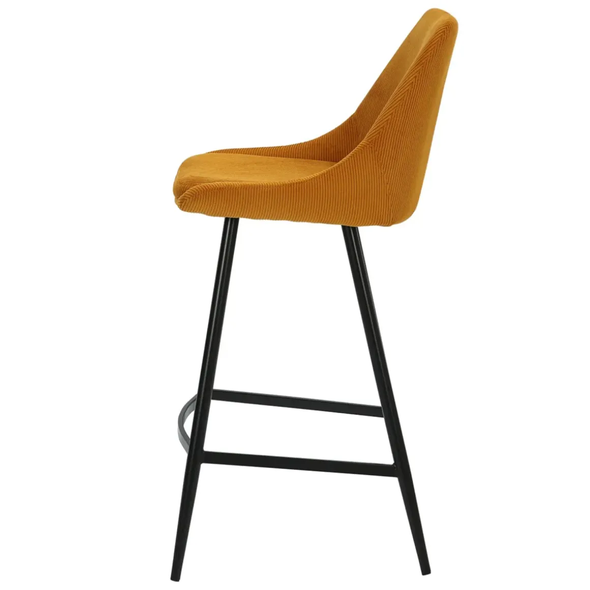 Set di 2 sedie per isola centrale con schienale in velluto a coste (Altezza seduta 67cm) Juno Giallo curry