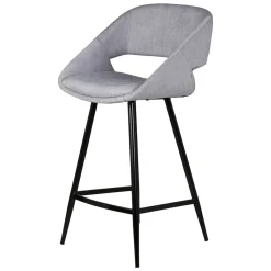 Set di 2 sedie per isola centrale con schienale in velluto a coste (Altezza seduta 68cm) Kosmo Grigio chiaro