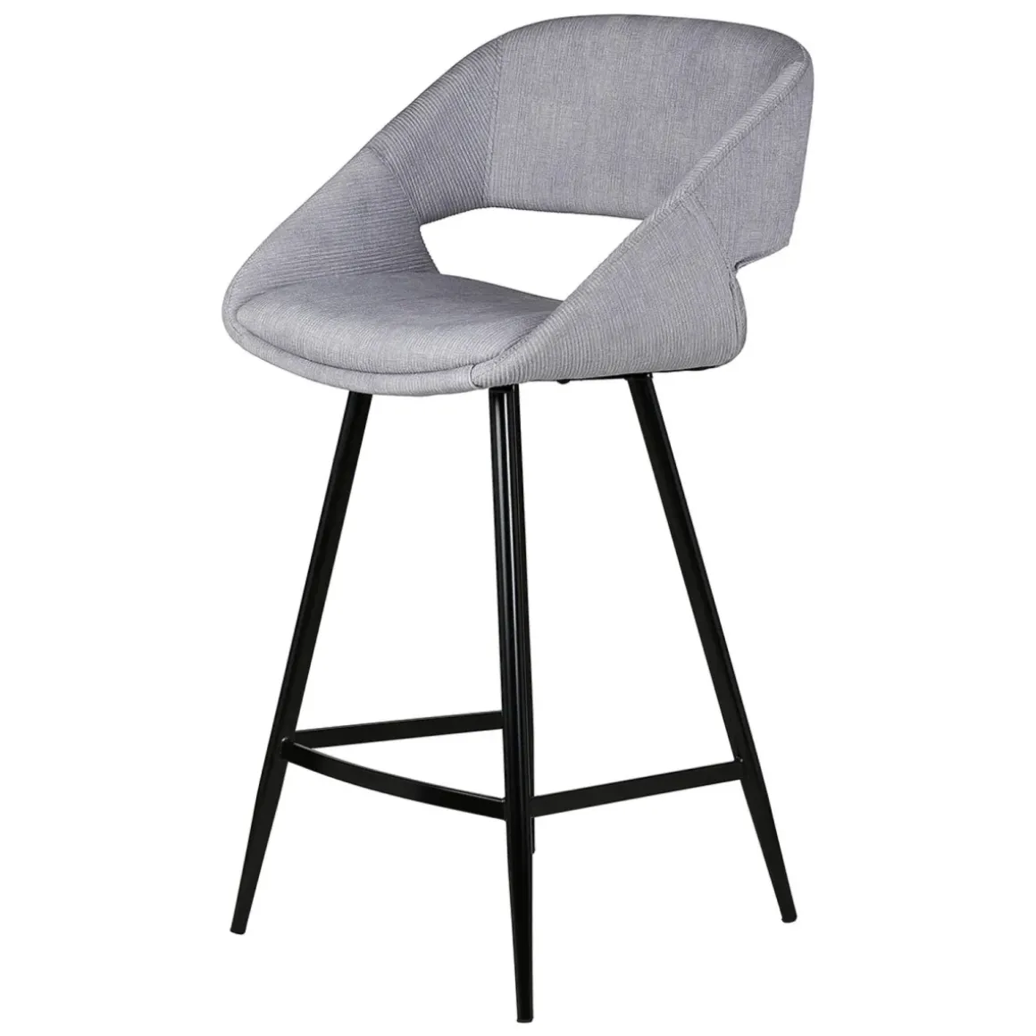 Set di 2 sedie per isola centrale con schienale in velluto a coste (Altezza seduta 68cm) Kosmo Grigio chiaro