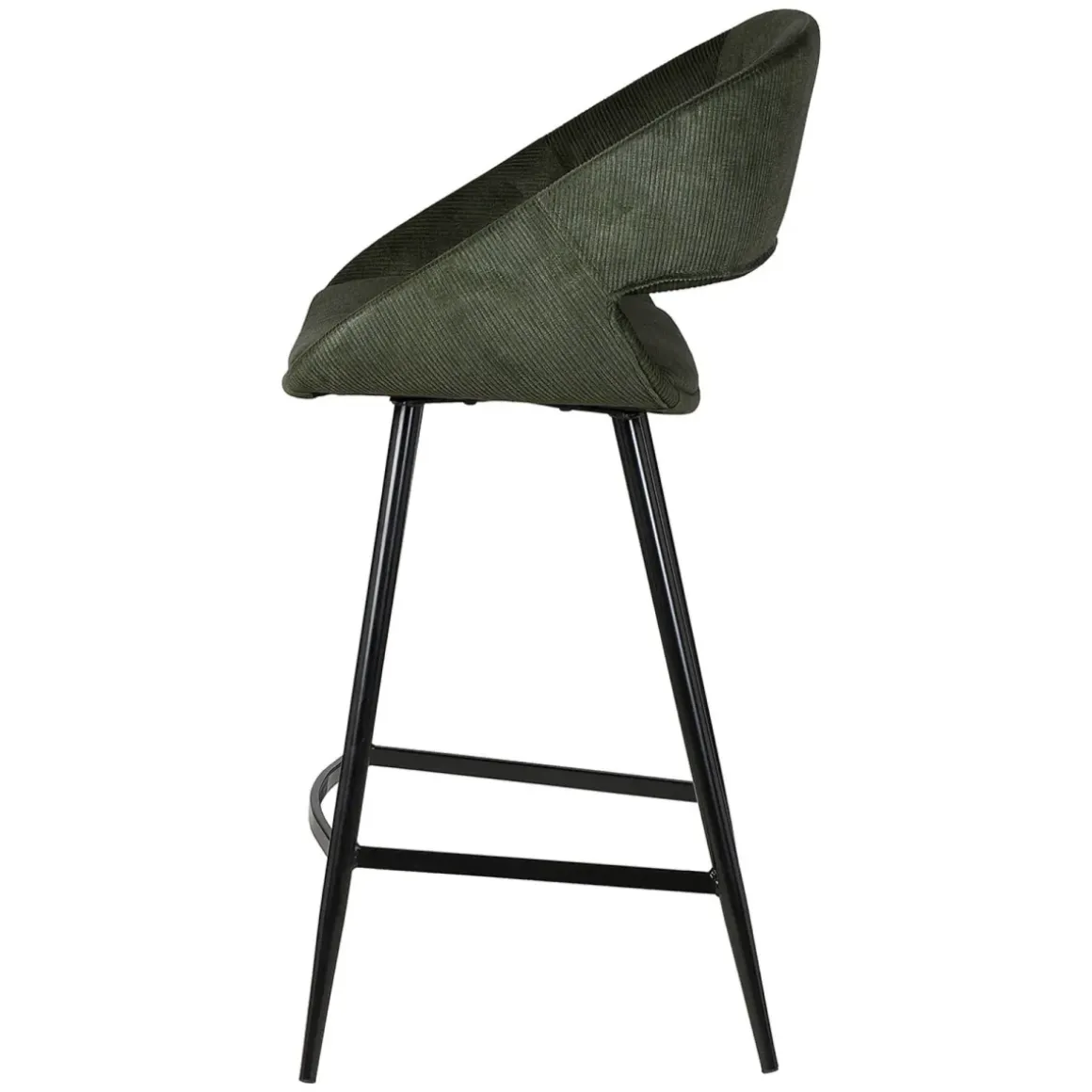 Set di 2 sedie per isola centrale con schienale in velluto a coste (Altezza seduta 68cm) Kosmo Verde scuro