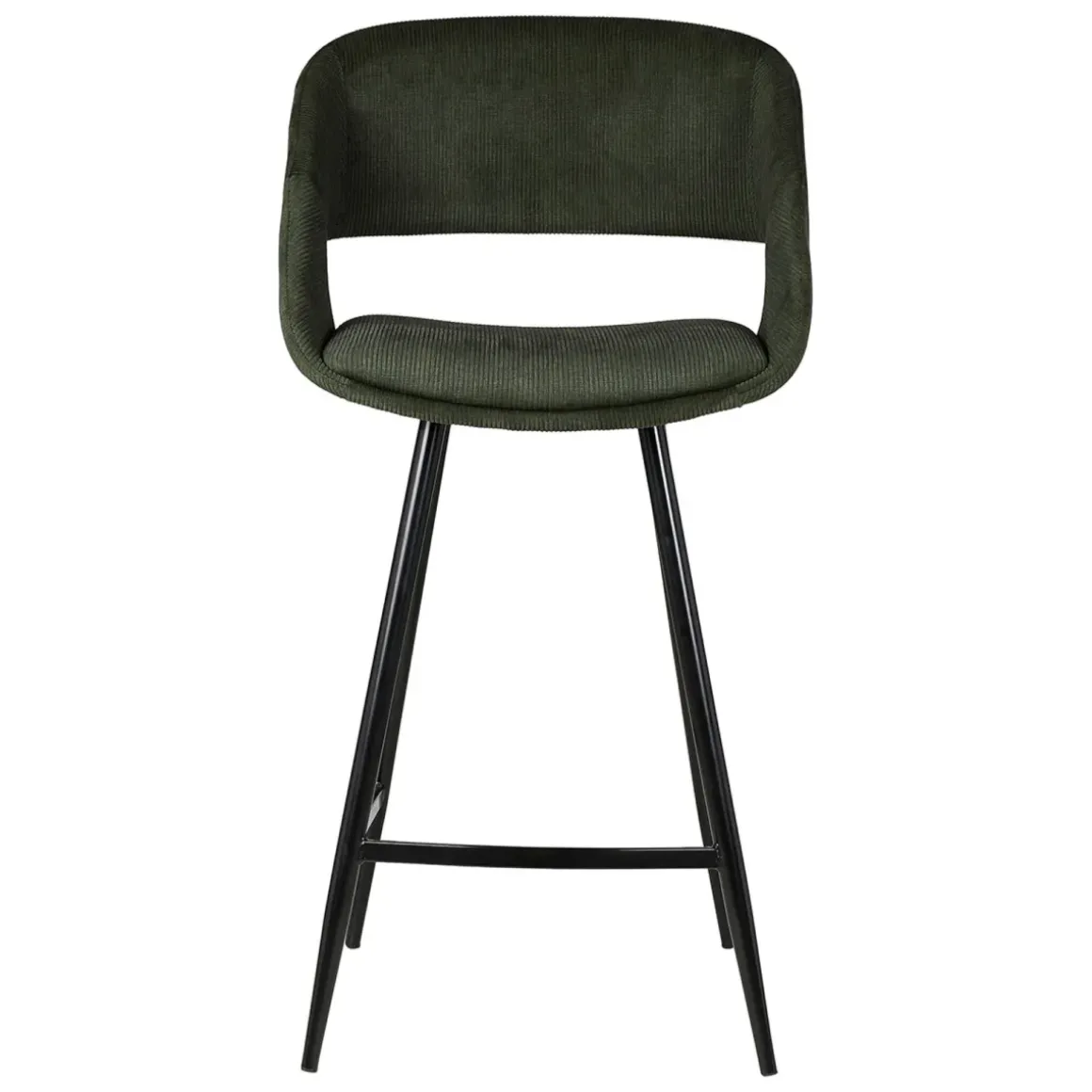 Set di 2 sedie per isola centrale con schienale in velluto a coste (Altezza seduta 68cm) Kosmo Verde scuro