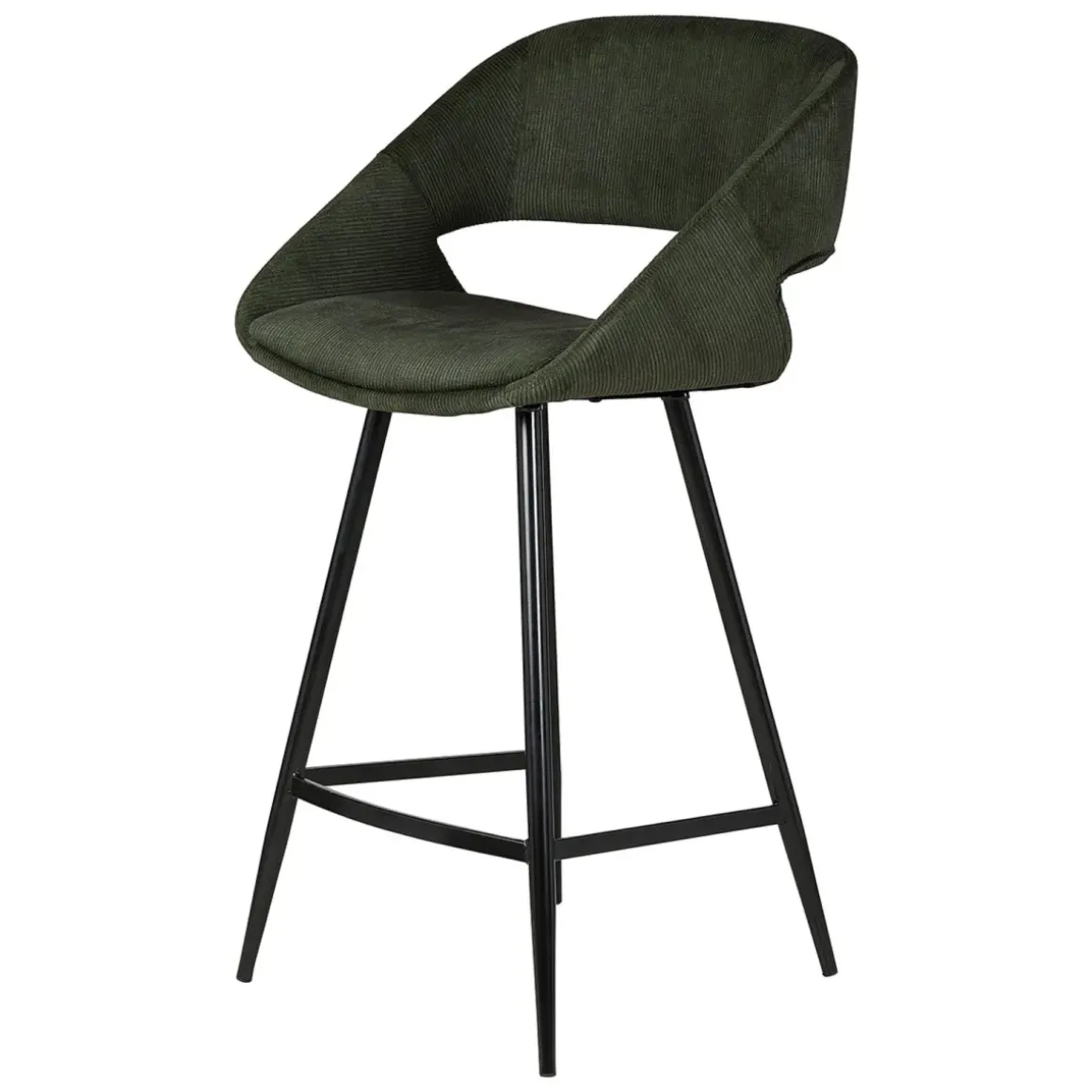 Set di 2 sedie per isola centrale con schienale in velluto a coste (Altezza seduta 68cm) Kosmo Verde scuro
