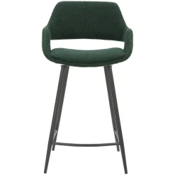 Set di 2 sedie per isola centrale con schienale in bouclé (seduta 65cm) Soho Verde pino