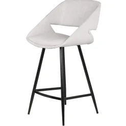 Set di 2 sedie per isola centrale con schienale in velluto a coste (Altezza seduta 68cm) Kosmo Ecru