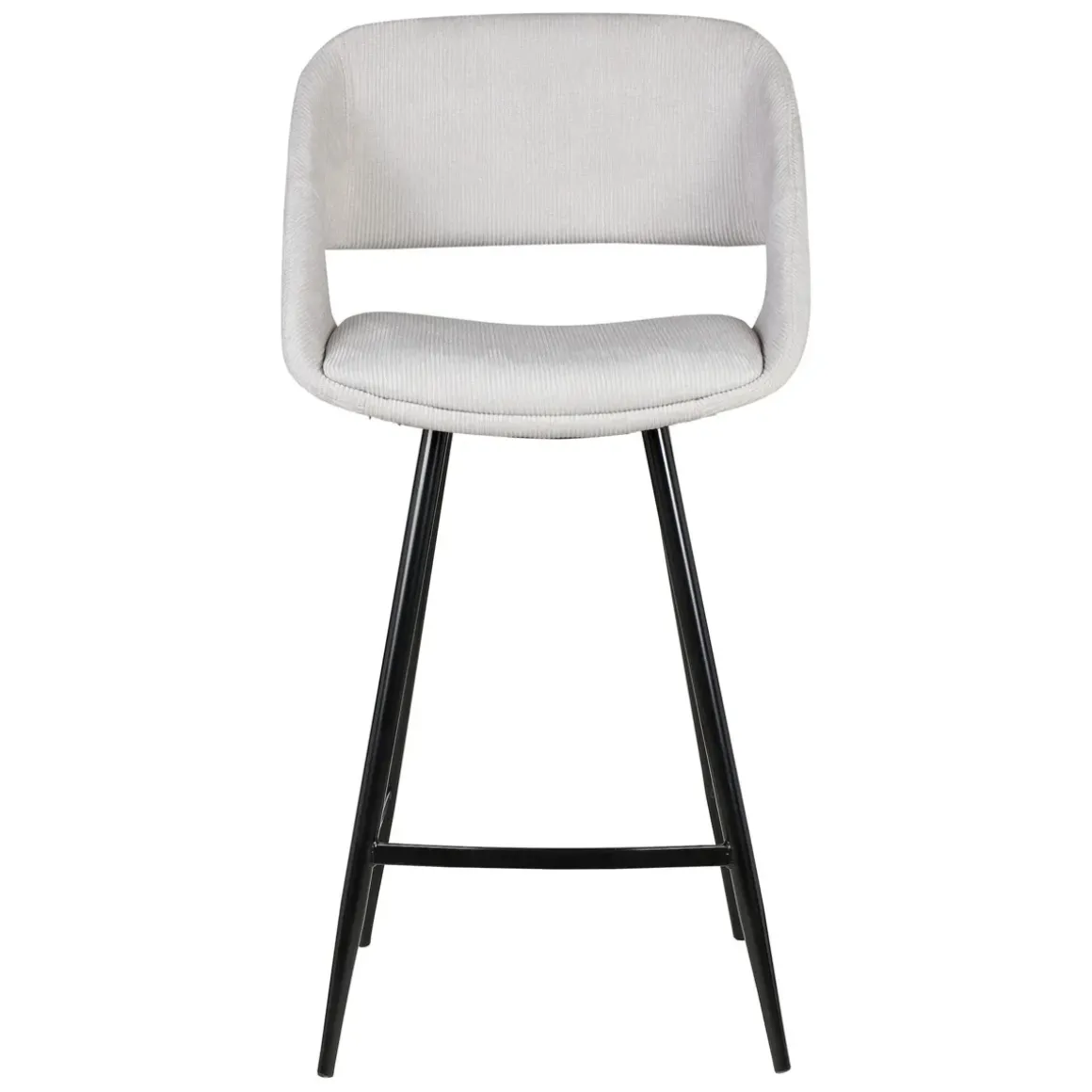 Set di 2 sedie per isola centrale con schienale in velluto a coste (Altezza seduta 68cm) Kosmo Ecru