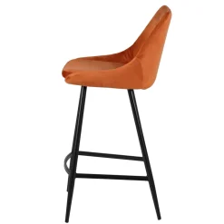 Set di 2 sgabelli da bar con schienale in velluto (Altezza seduta 75cm) Juno Cognac