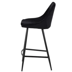 Set di 2 sgabelli da bar con schienale in velluto (Altezza seduta 75cm) Juno Nero