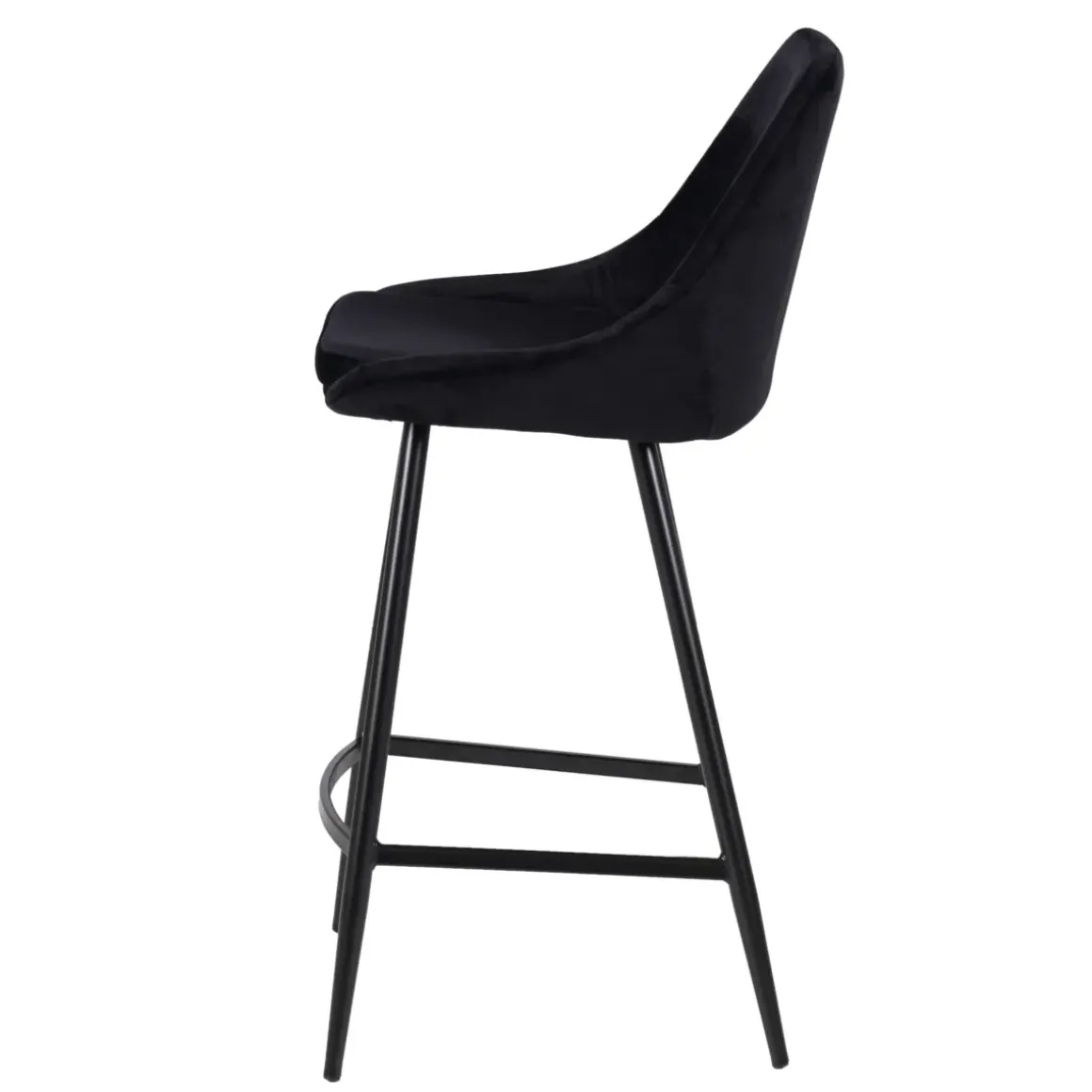 Set di 2 sgabelli da bar con schienale in velluto (Altezza seduta 75cm) Juno Nero