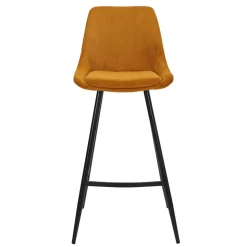 Set di 2 sgabelli da bar con schienale in velluto a coste (Altezza seduta 75cm) Juno Giallo curry