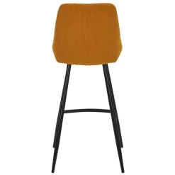 Set di 2 sgabelli da bar con schienale in velluto a coste (Altezza seduta 75cm) Juno Giallo curry