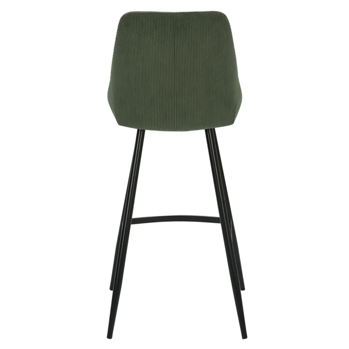 Set di 2 sgabelli da bar con schienale in velluto a coste (Altezza seduta 75cm) Juno Verde pino