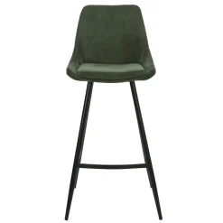 Set di 2 sgabelli da bar con schienale in velluto a coste (Altezza seduta 75cm) Juno Verde pino