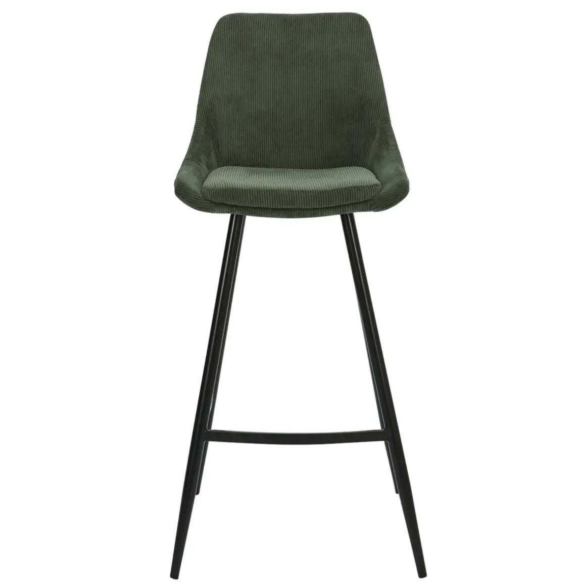 Set di 2 sgabelli da bar con schienale in velluto a coste (Altezza seduta 75cm) Juno Verde pino