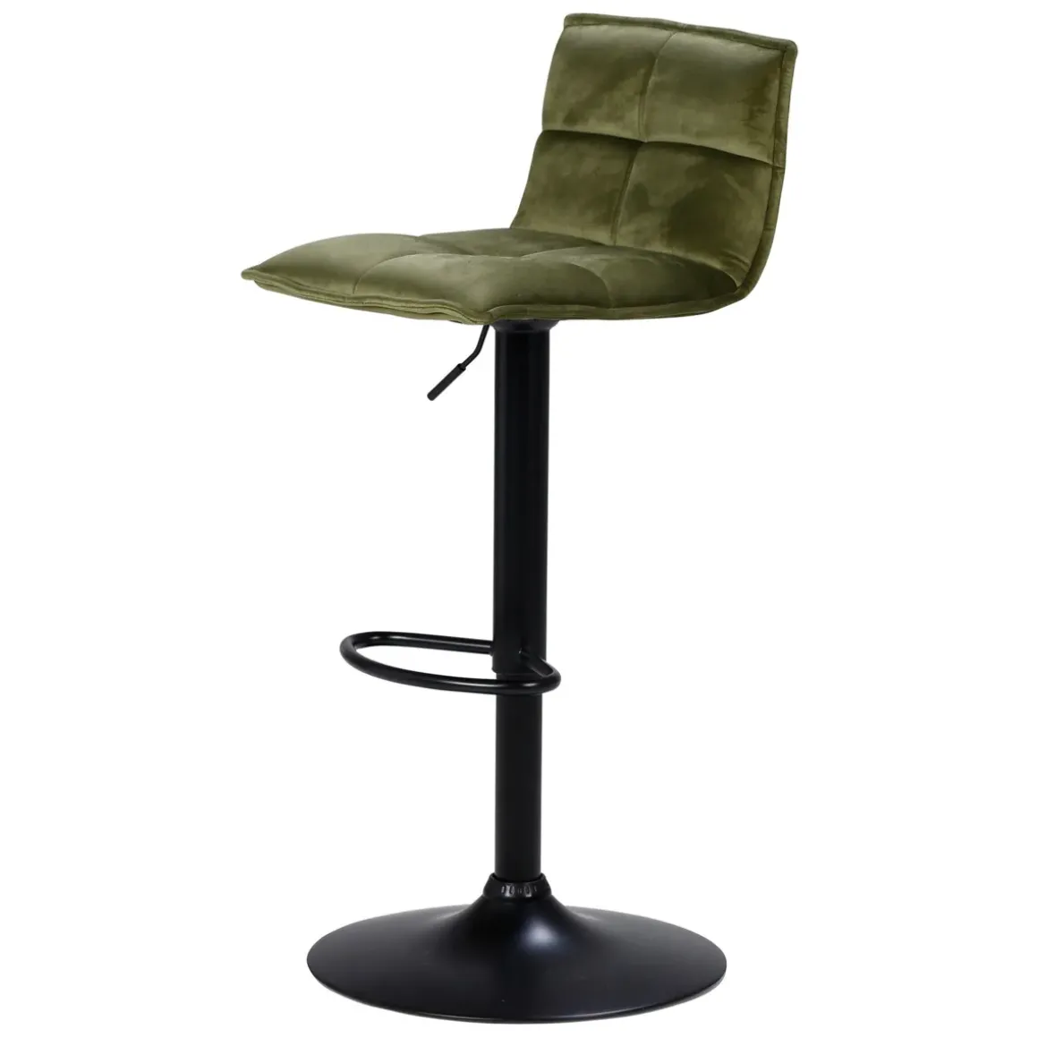 Set di 2 sgabelli da bar girevoli con schienale regolabile in altezza (seduta da 63 a 84 cm) Carly Verde oliva