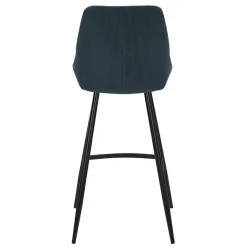 Set di 2 sgabelli per isola centrale con schienale in velluto a coste (Altezza seduta 67cm) Juno Blu