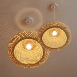 Set di 2 sospensioni luminose in bambù (D61-D39 cm) Manacor Naturale