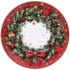 Set di 12 sottopiatti Corona di Natale Rosso
