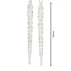 Set di 2 stalattiti da appendere (H14 cm) Ghiaccio Trasparente argentato
