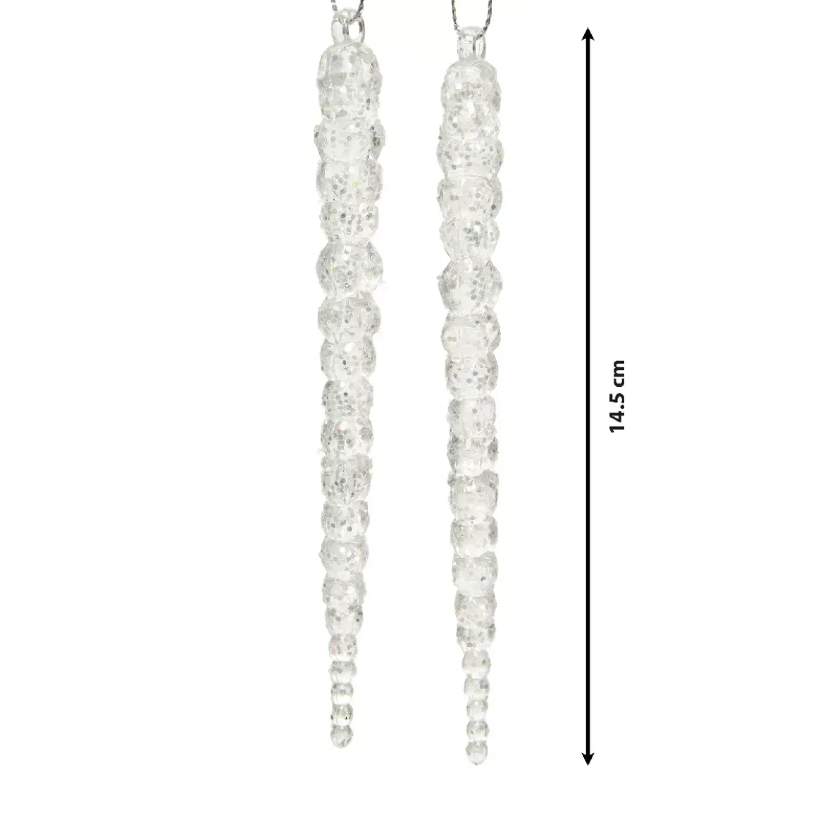Set di 2 stalattiti da appendere (H14 cm) Ghiaccio Trasparente argentato
