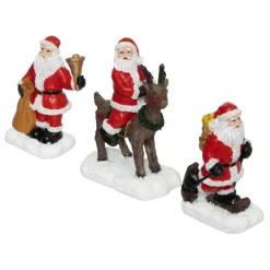Set di 3 statuette per villaggio (H7 cm) Babbo Natale al lavoro
