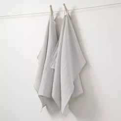 Set di 2 strofinacci garza di cotone (70 cm) Gaïa Grigio nuvola Accessori Cucina