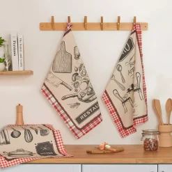New Set di 3 strofinacci in cotone (50 x 70 cm) Bistro Accessori Cucina