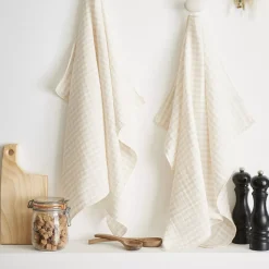 Set di 2 strofinacci in garza di cotone (50 x 70 cm) Gaïa vichy Beige Accessori Cucina