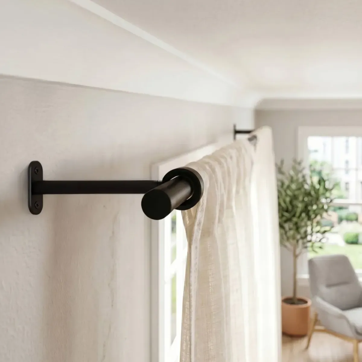 Outlet Set di 2 supporti per bastoni regolabili (L150 - L 190 / Ø20 mm) Jim opaco Tende : Bastoni, Aste E Supporti|Asta A Soffitto