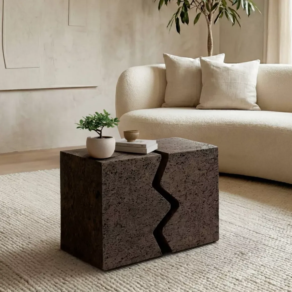 Set di 2 tavolini in magnesio ossidato (H45 cm) Barbarella Marrone