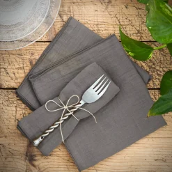 Clearance Set di 3 tovaglioli garza di cotone Gaïa Grigio granito Tovaglioli