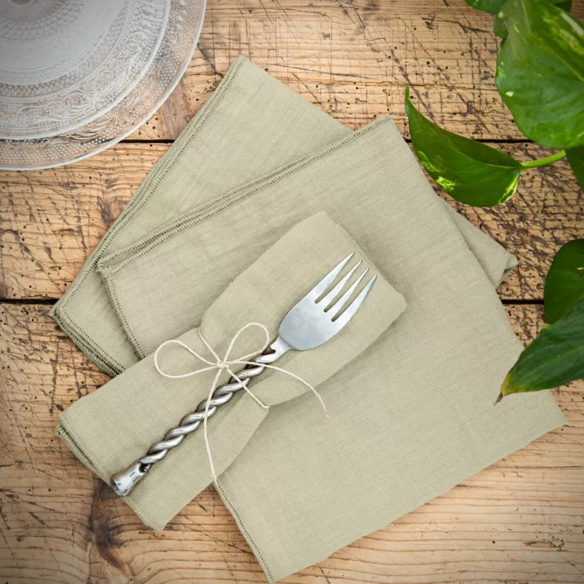 Clearance Set di 3 tovaglioli garza di cotone Gaïa Tovaglioli