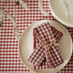 Best Set di 3 tovaglioli in doppia garza di cotone (40 x 40 cm) Gaïa vichy Terracotta Tovaglioli