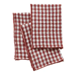 Best Set di 3 tovaglioli in doppia garza di cotone (40 x 40 cm) Gaïa vichy Terracotta Tovaglioli