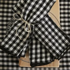 Sale Set di 3 tovaglioli in garza di cotone (40 x 40 cm) Gaïa vichy Nero Tovaglioli