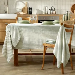 Set di 3 tovaglioli in garza di cotone (40 x 40 cm) Gaïa a righe Verde eucalipto