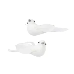 Set di 2 Uccelli su pinza (L11 cm) Niseko Bianco Invernale