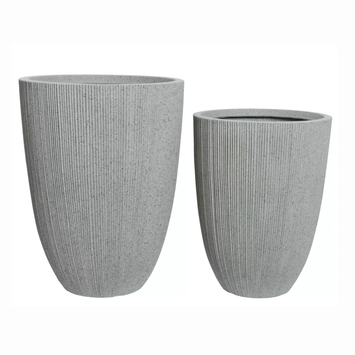 Set di 2 vasi da esterno (H57-48 cm) Lennox striato Grigio chiaro
