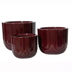 Set di 3 vasi da esterno rotondi (H36-30-24 cm) Milo Bordeaux