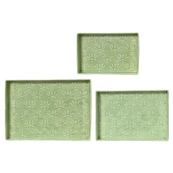 Set di 3 vassoi decorativi (34 x 24 cm) Fiori di Ésmée Verde mela