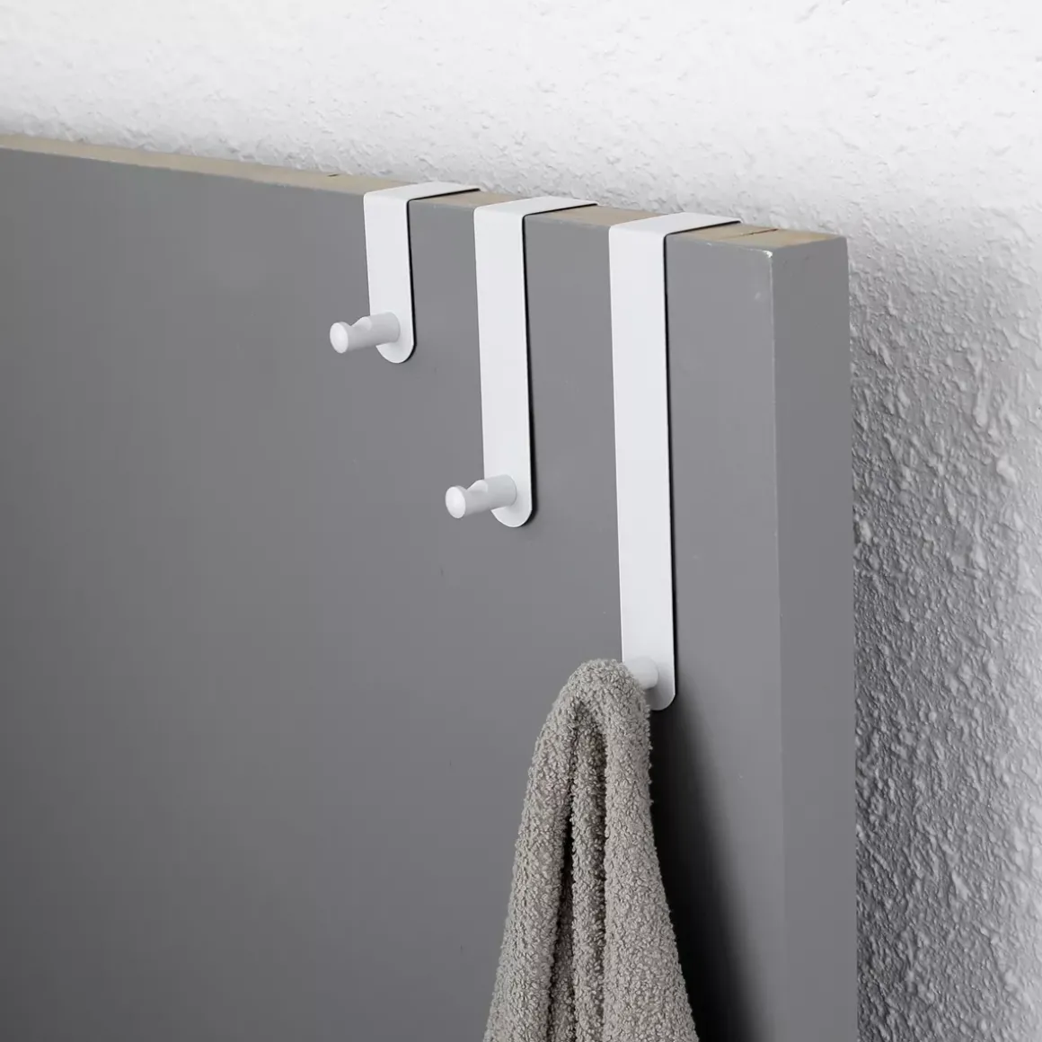 Set 3 ganci appendiabiti per porta inox (H7-13-19 cm) Bianco
