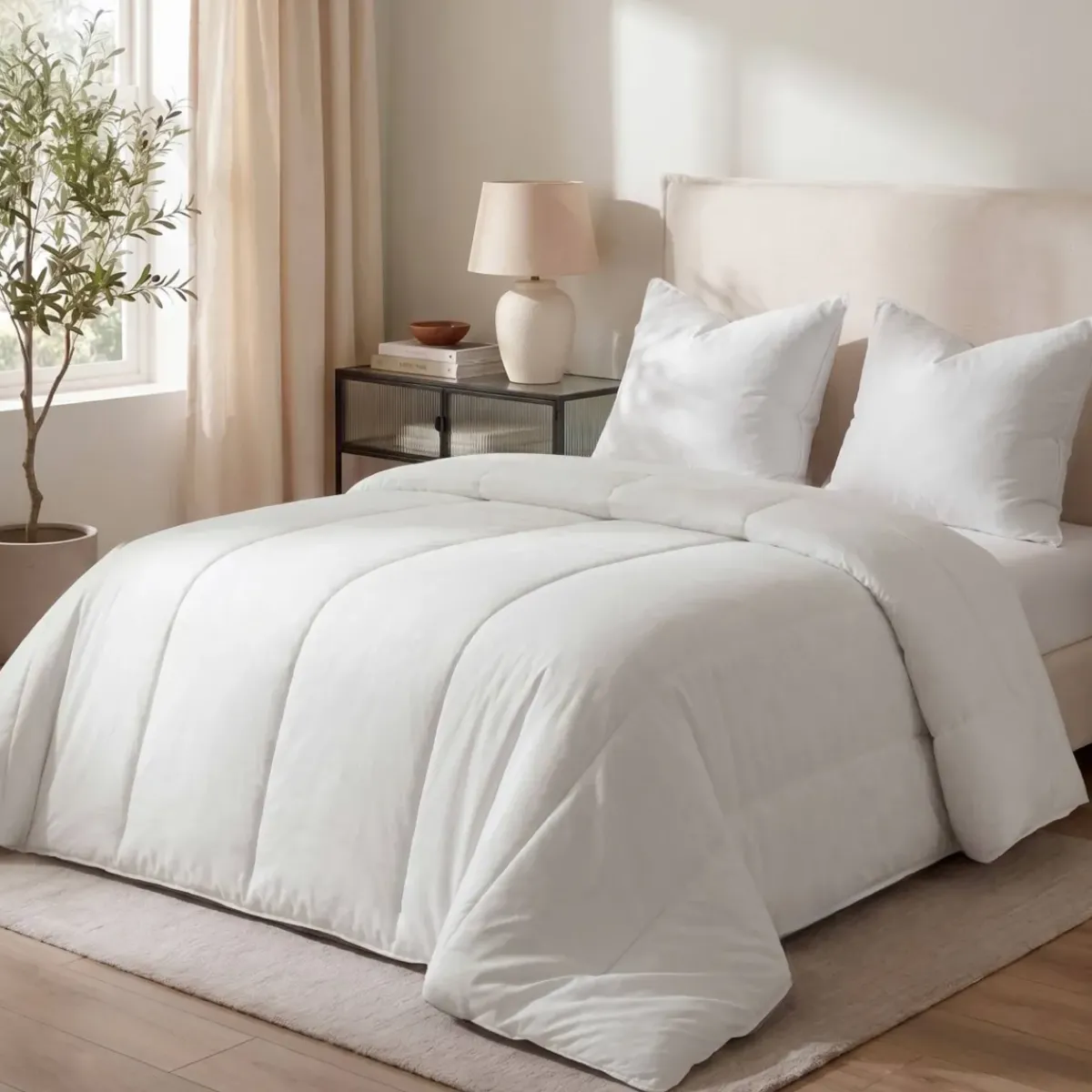 Hot Set Piumone caldo antiacari (260 x 240 cm) + 2 Cuscini (60 x 60 cm) Comète Piumini, Cuscini Letto, Cuscini A Rullo