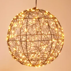 Sfera luminosa da appendere 300 micro LED (D25 cm) Luce Polare Nero e Bianco caldo