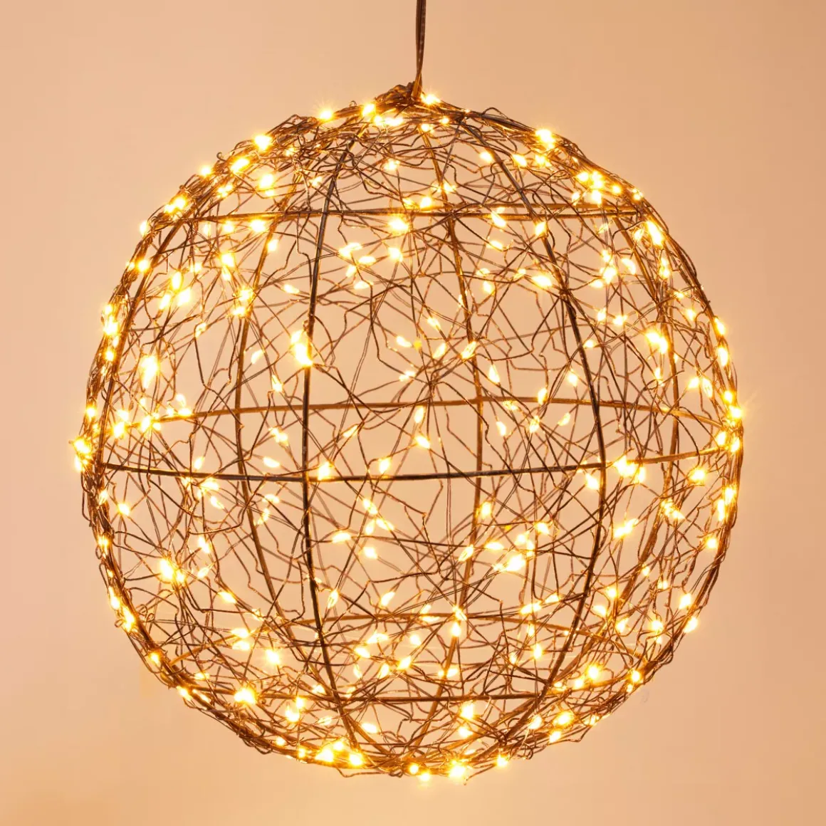 Sfera luminosa da appendere 300 micro LED (D25 cm) Luce Polare Nero e Bianco caldo