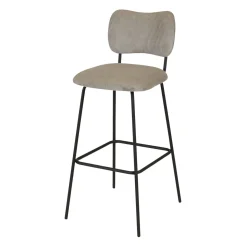 Sgabello da bar con schienale in velluto a coste (Altezza seduta 77cm) Orion Grigio acciaio