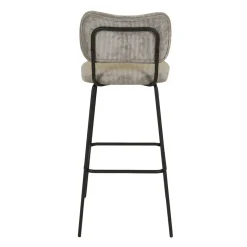 Sgabello da bar con schienale in velluto a coste (Altezza seduta 77cm) Orion Grigio acciaio