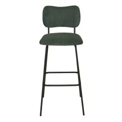 Sgabello da bar con schienale in velluto a coste (Altezza seduta 77cm) Orion Verde scuro