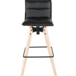 Sgabello da bar girevole con schienale (Altezza seduta 75cm) Osla Nero