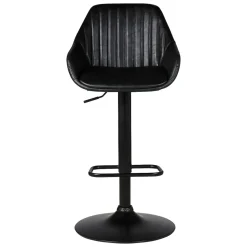 Sgabello isola centrale girevole con schienale in similpelle (Altezza regolabile 62/83 cm) Zila Nero
