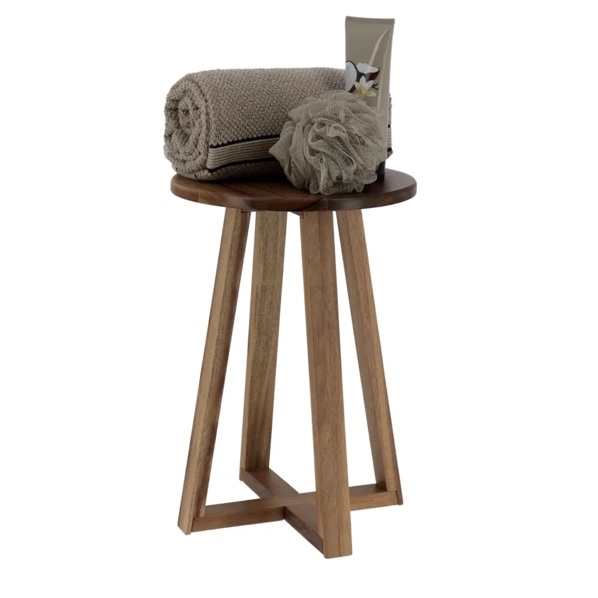 Sale Sgasbello piano legno acacia (H43 cm) Lina Contenitori Bagno|Pouf, Sgabelli, Bar